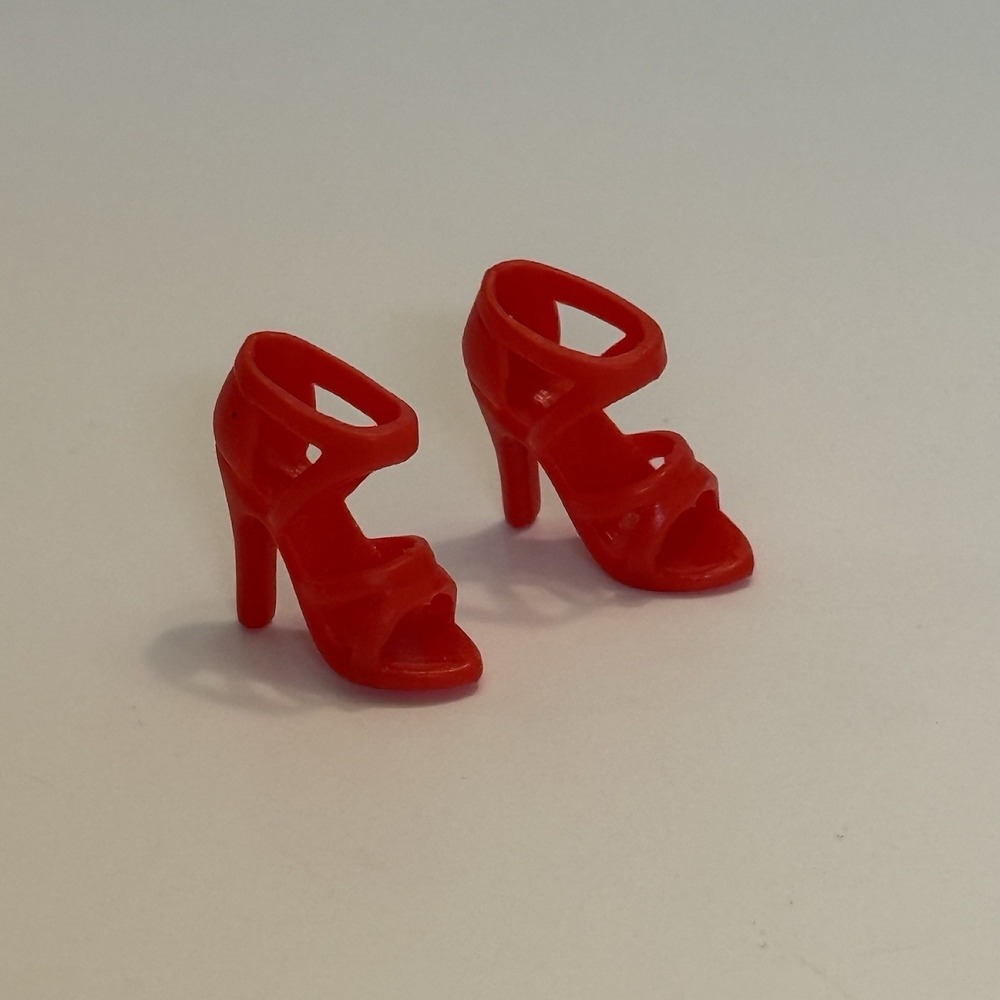 Barbie Mattel Open Toe Strappy High Heel Red Formal Black Tie Gown Shoes
